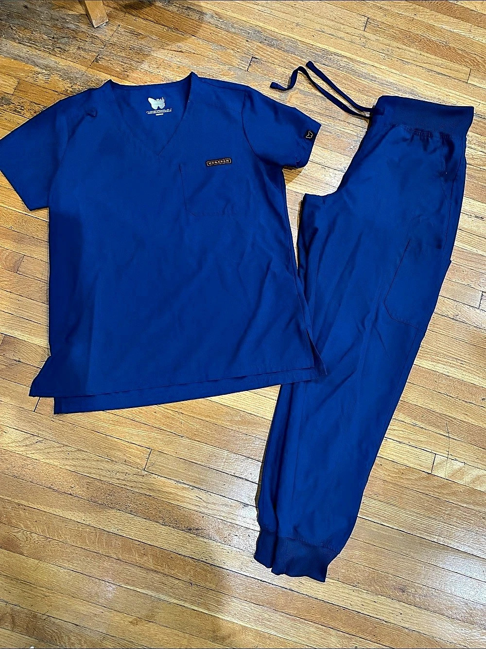 Monarch Uniforms Monarch Women's Premium Stretch Jogger Scrub Set Navy Blue Med